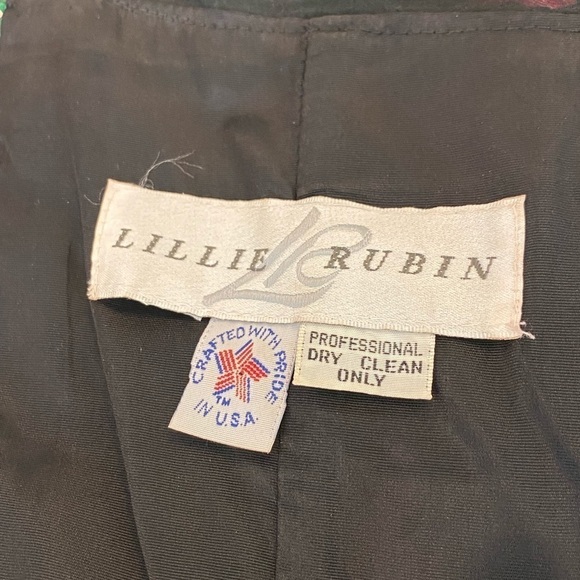 Vintage Lillie Rubin Strapless Green Tulle Floral Flare Dress size XS - Picture 8 of 10